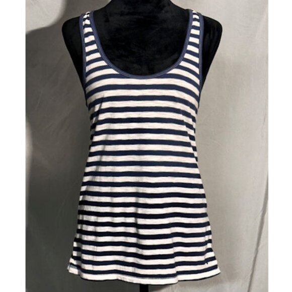 American Eagle Navy and White Striped Tank, Size Large - Picture 2 of 8